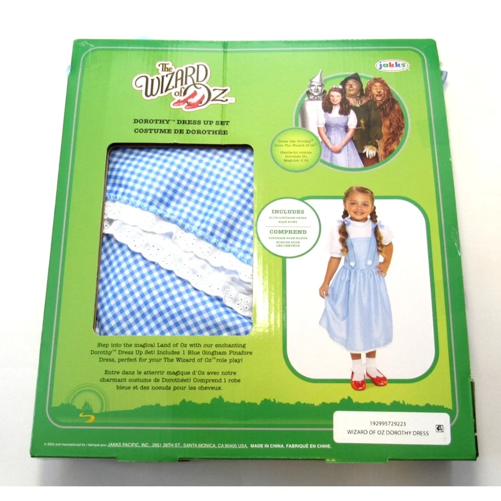 Wizard Of Oz Dorothy Costume Dress Up Set Jakks Pacific Size 4-6x DRESS AND BOWS